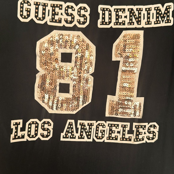 Guess cotton shirt with sequence and bling in front! Size large - Picture 5 of 5